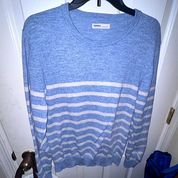 Light Blue&White Striped Sonoma Light Sweater!Men’s Large&in excellent shape! - Picture 2 of 4